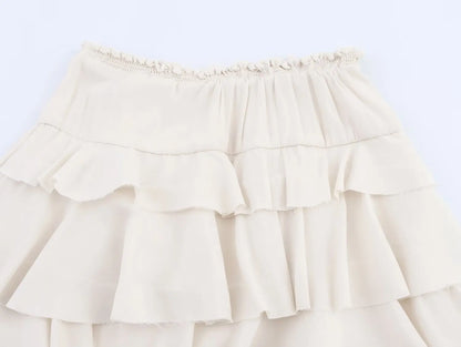 Falda Midi Decorada a Capas de Moda, Novedad de Primavera, Falda Casual de Poliéster de Cintura Alta para Mujer, Corte Holgado