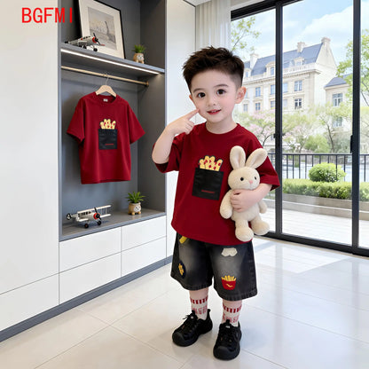 Conjunto de Ropa Casual de Verano 2026 para Bebés Niños, Camisetas de Dibujos Animados + Pantalones Cortos, 2 Piezas, Conjuntos de Moda Infantil de 2 a 11 Años