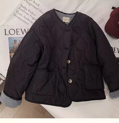 Chaqueta de algodón gruesa con forro de piel de cordero para mujer, ropa de abrigo para primavera y otoño, estilo informal, c...