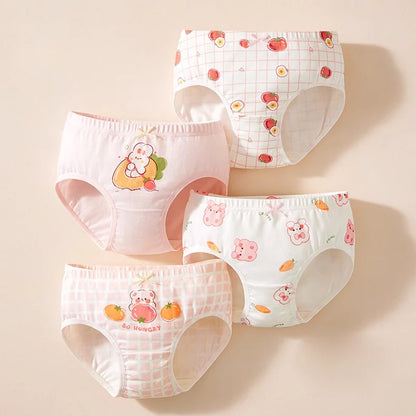 4 unids/lote de ropa interior para niñas, bragas bonitas de dibujos animados para niñas, calzoncillos transpirables de algodón para niños pequeños de 1 a 14 años