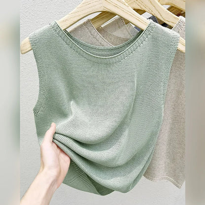 Loose Casual Comfortable Knitted Vest Women's Sleeveless Top Fashionable Summer Design Sense Soft Style Commute Korean Version