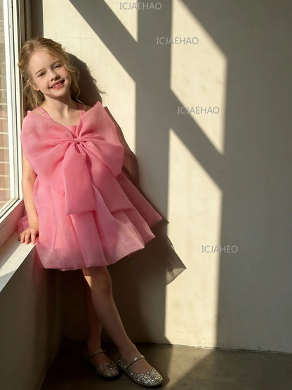Vestido Formal de Verano 2026 para Niñas, Vestido de Tul Rosa para Niñas, Traje de Princesa para Fiesta de Primer Cumpleaños, Disfraz de Gala
