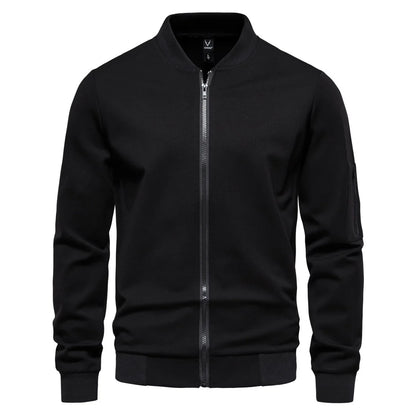 Chaqueta Casual con Cierre y Cuello Alto para Hombre, Primavera-Otoño 2025, Chaqueta Deportiva de Color Sólido, Chaqueta Bomber Urbana para Hombre