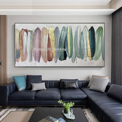 Arthyx, Pintura al Óleo sobre Lienzo Pintada a Mano con Lámina Dorada, Pósteres Abstractos Grandes, Cuadro Moderno para Pared, Decoración para Sala de Estar + paquete Switch in Art completo