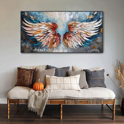 Arthyx, pintura al óleo abstracta pintada a mano con cuchillo y efecto 3D de alas sobre lienzo, pósteres con textura, cuadros grandes para pared, decoración moderna para el hogar + paquete Switch In Art completo
