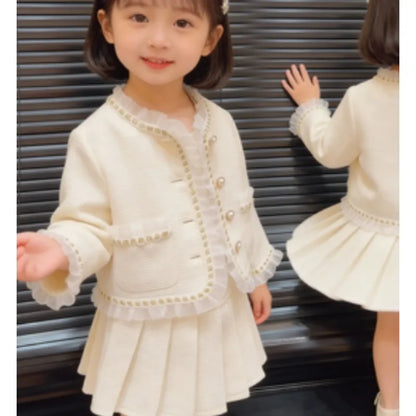 Conjunto de Ropa para Bebés Niñas, Primavera-Otoño 2026, Nuevo Conjunto de Dos Piezas con Falda y Chaqueta a la Moda