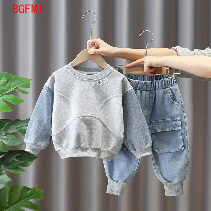 Conjuntos de Ropa de Moda para Bebés de 2 a 8 Años, Primavera Otoño 2026, Traje de Mezclilla Estilo Coreano para Niños, Conjunto de Dos Piezas, Top + Pantalón