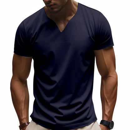 Camiseta con cuello en V con estampado personalizado DIY, camiseta de manga corta a la moda para hombre, top streetwear informal elegante y elegante, uso diario.