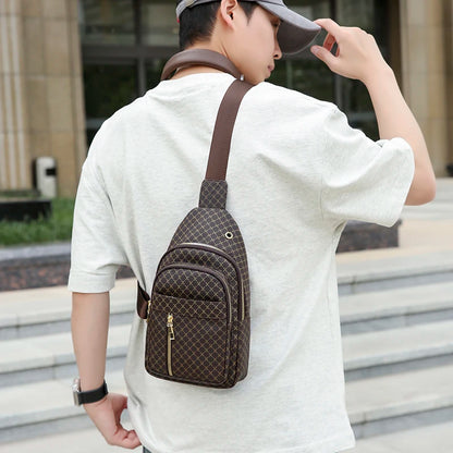 Bolso de pecho de cuero PU ligero con múltiples bolsillos para hombre, bolso cruzado informal Unisex, adecuado para desplazamientos diarios, bolso de hombro