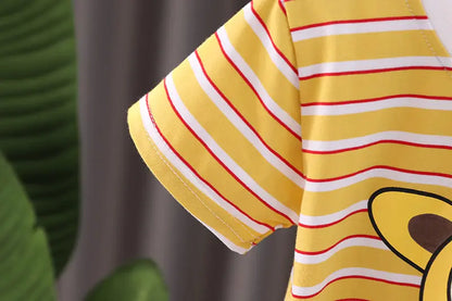 Ropa de verano para niños, camiseta de dibujos animados, pantalones cortos, 2 unids/set, trajes deportivos de ocio para niños pequeños, chándales de algodón para bebés de 0 a 5 años