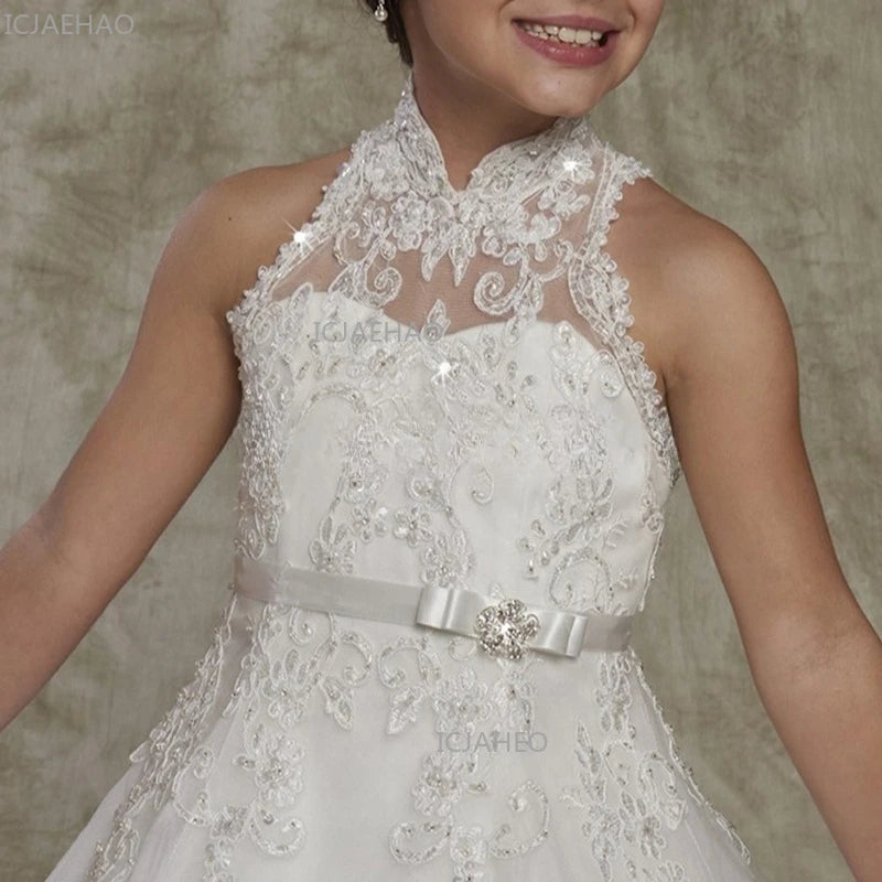 Vestido de Niña para Boda, Cumpleaños, Encaje, Flores, Princesa, Vestido Largo, Fiesta Formal, Celebración, Vestidos de Noche