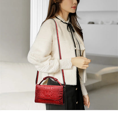 Bolso cruzado de diseñador de lujo para mujer, bandolera con patrón de cocodrilo, de cuero de alta calidad, cuadrado