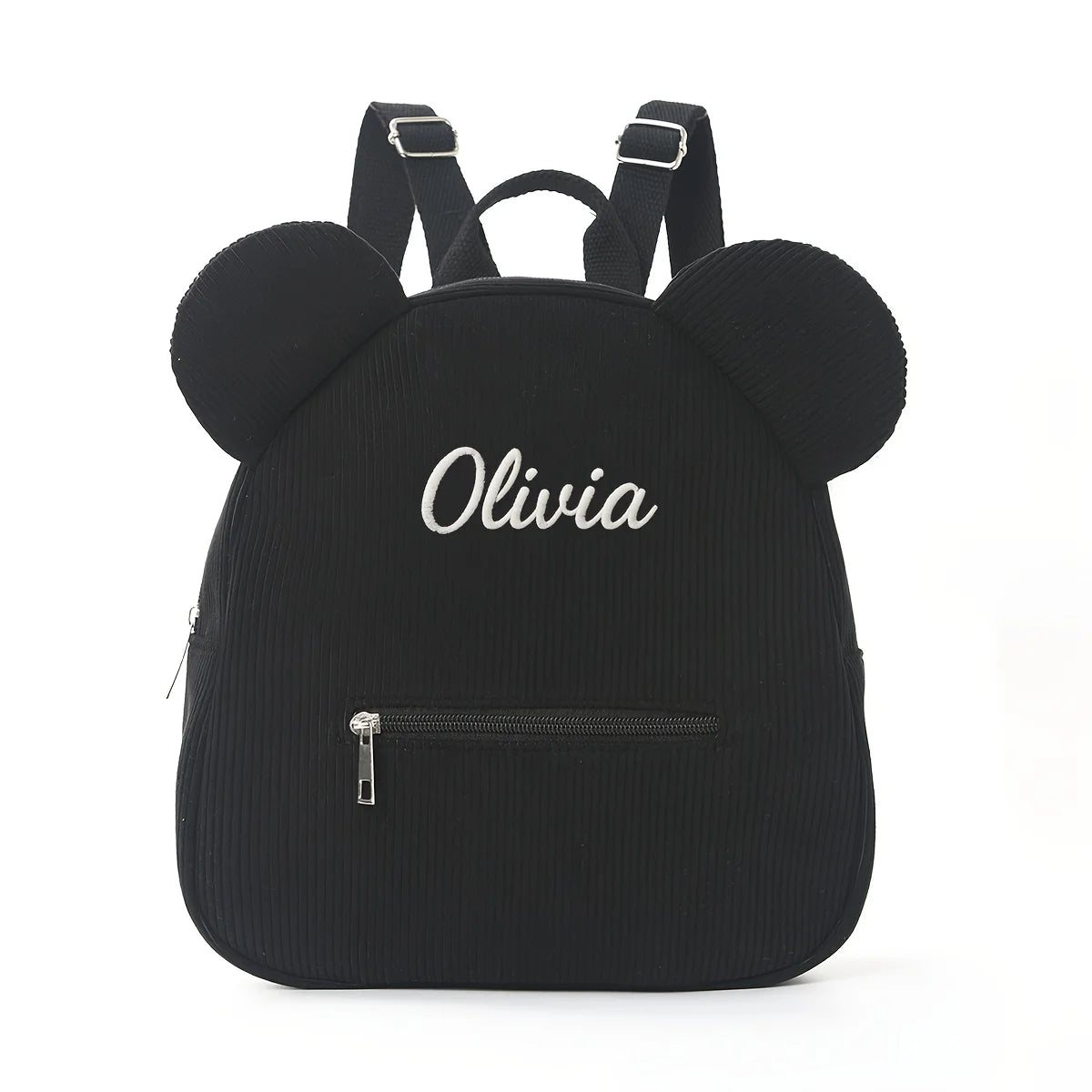Mochila Mini con Orejas de Oso, Personalizable con Nombre Bordado, de Pana y Felpa, para Niñas, Mujeres, Niños Pequeños, Regalo para Guardería