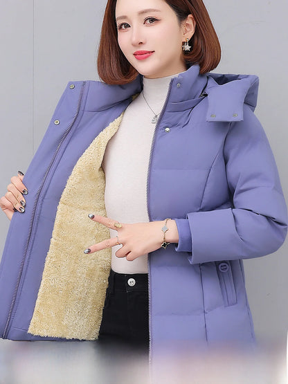 Chaqueta de algodón con forro polar grueso para mujer ENYW, abrigo informal holgado de invierno, ropa cálida para mamá, manga...