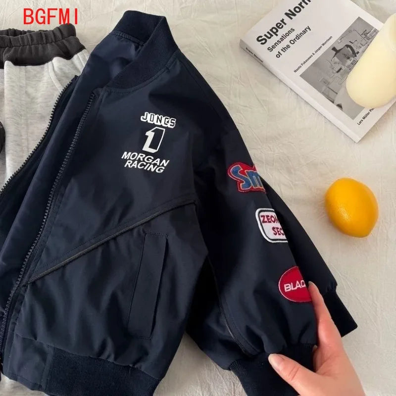 Chaquetas Bomber para Niños, Ropa de Primavera y Otoño para Niños, Chaqueta Deportiva de Moda, Uniforme de Béisbol Informal y Holgado
