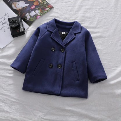 2 3 4 5 6 Years Baby Boys Jacket Spring Autumn Keep Warm Fashion Windbreaker Long Sleeve Woolen Coat Birthday Gift Kids Clothes