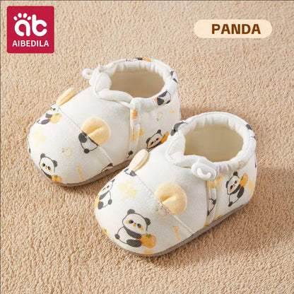 AIBEDILA, zapatos para caminar para niños, zapatos con patrón de animales de dibujos animados para recién nacidos, zapatos cálidos antideslizantes para el suelo, zapatos para niños y niñas de otoño de 10-12cm