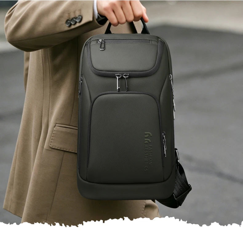 Bolso de hombro multifunción HK para hombre, bolso cruzado impermeable, apto para iPad de 11 pulgadas, bolso bandolera ligero para viajes al aire libre