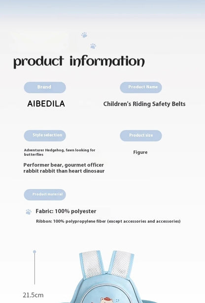Cinturón de seguridad para niños, correa de ciclismo para coche eléctrico con almacenamiento, correas de protección para motocicleta, cinturón protector anticaída, Bandag ajustable