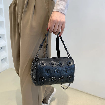 Bolso de cuero de diseñador de lujo para mujer, bandolera suave, pequeño, con remaches, estilo Punk, bolsillo para teléfono móvil