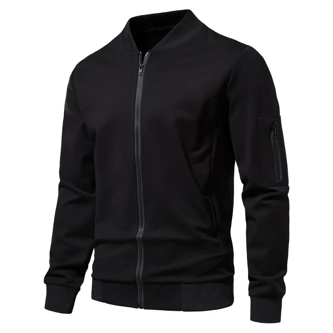 Chaqueta Casual con Cierre y Cuello Alto para Hombre, Primavera-Otoño 2025, Chaqueta Deportiva de Color Sólido, Chaqueta Bomber Urbana para Hombre
