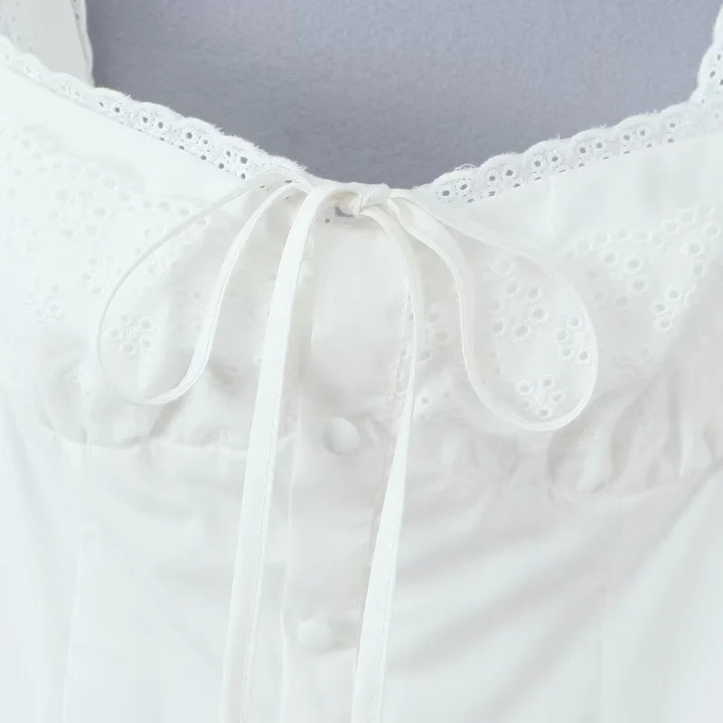 Vestido Corto Elegante de Encaje para Mujer, Escote Cuadrado, Lazo en la Cintura, Corte A, Sin Mangas, Ideal para Verano, Fiestas y Eventos