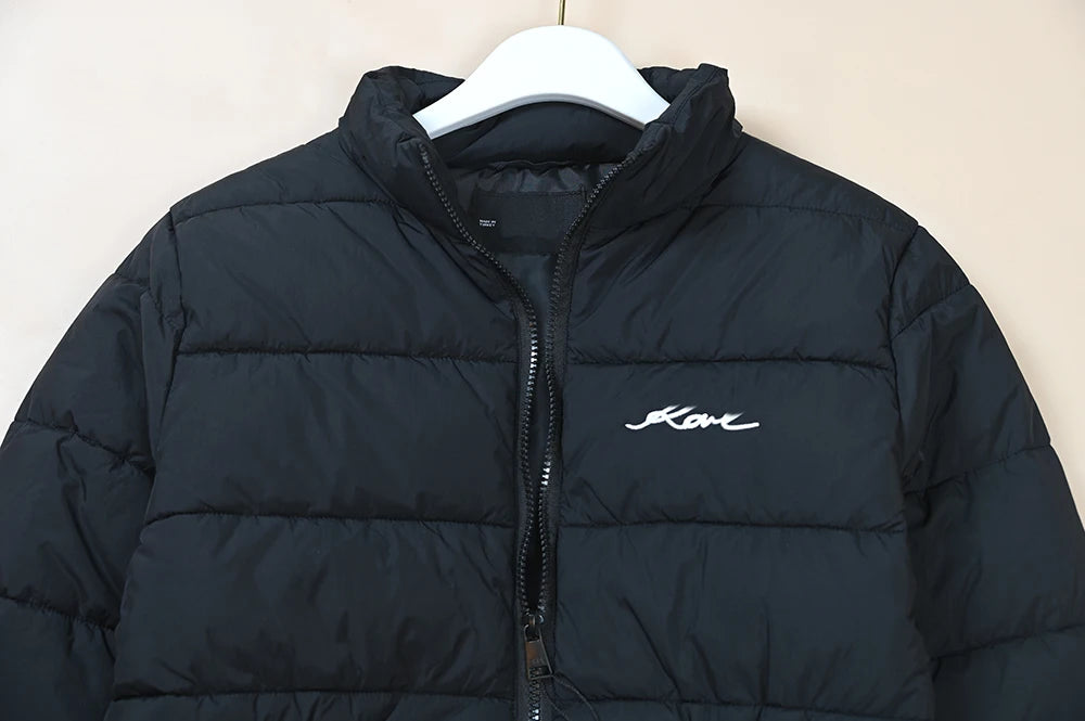 Chaqueta de Mujer, Estilo Nuevo, Acolchada, Bordada, Cintura Elástica, Cuello Alto, Algodón, Casual, Versátil, Cierre de Crem...