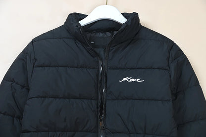 Chaqueta de Mujer, Estilo Nuevo, Acolchada, Bordada, Cintura Elástica, Cuello Alto, Algodón, Casual, Versátil, Cierre de Crem...