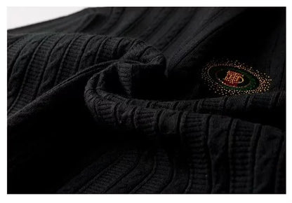 Suéter clásico de Jacquard de gama alta para hombre, prendas de punto, jerséis de lujo con cuello redondo, ropa de punto cálida para otoño e invierno, 2024