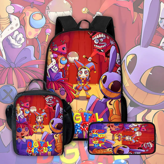 Mochila escolar para niños de Cartoon A-AmazingS DigitalS Circus con bolsas para el almuerzo, bolsas para lápices, mochilas escolares para niños y niñas, el mejor regalo