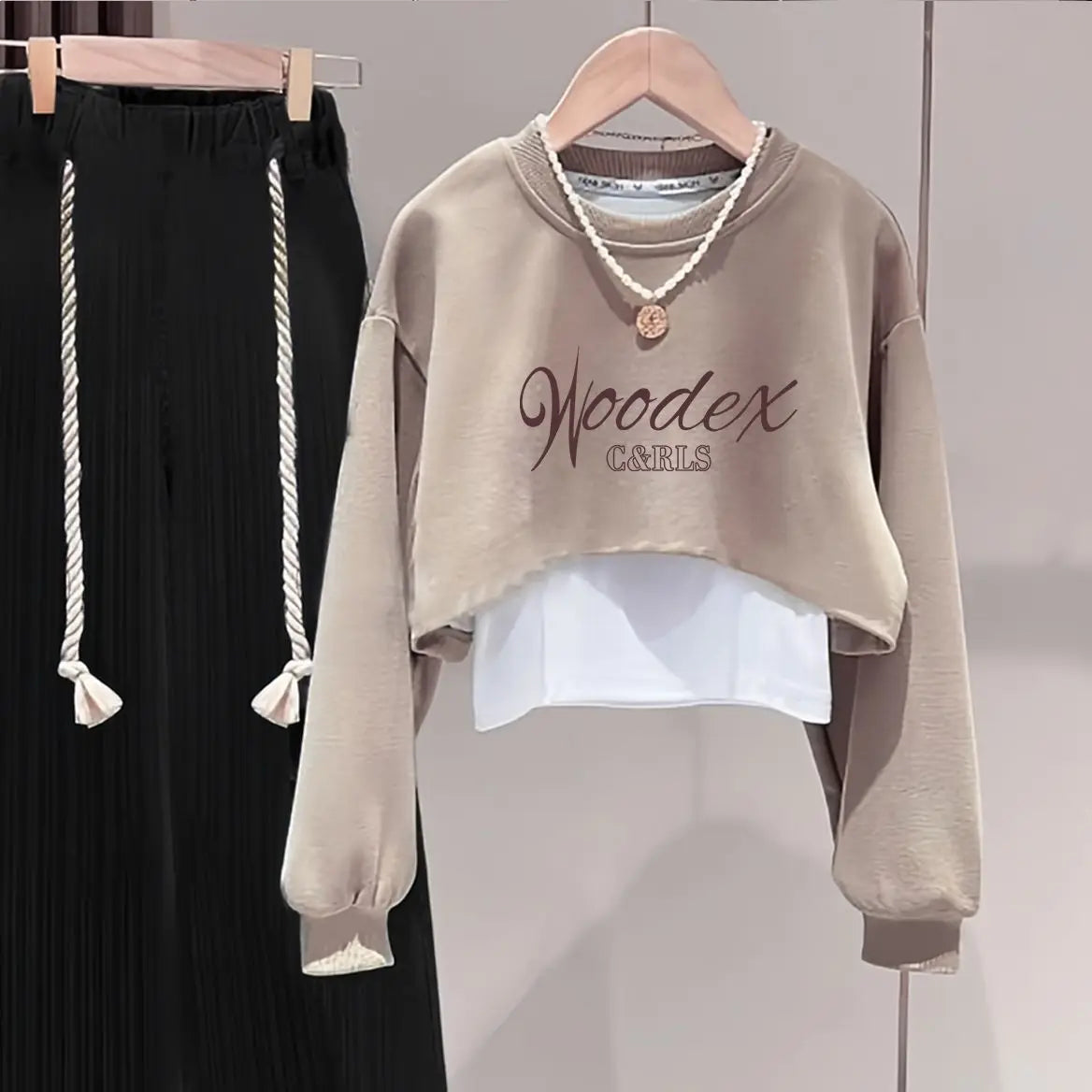 Ropa de otoño para niñas, pantalones de moda de primavera y otoño, conjunto de 3 piezas, conjunto con capucha para niños