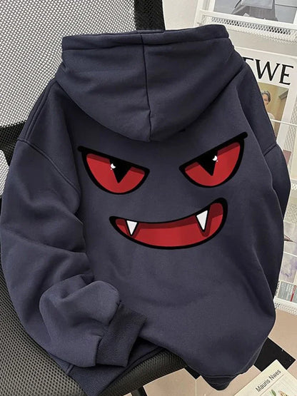 Sudaderas con capucha con estampado de Anime divertido para hombre, sudaderas con capucha de moda Retro americana de Hip Hop, ropa de calle Y2K, Sudadera con capucha de lana estampada