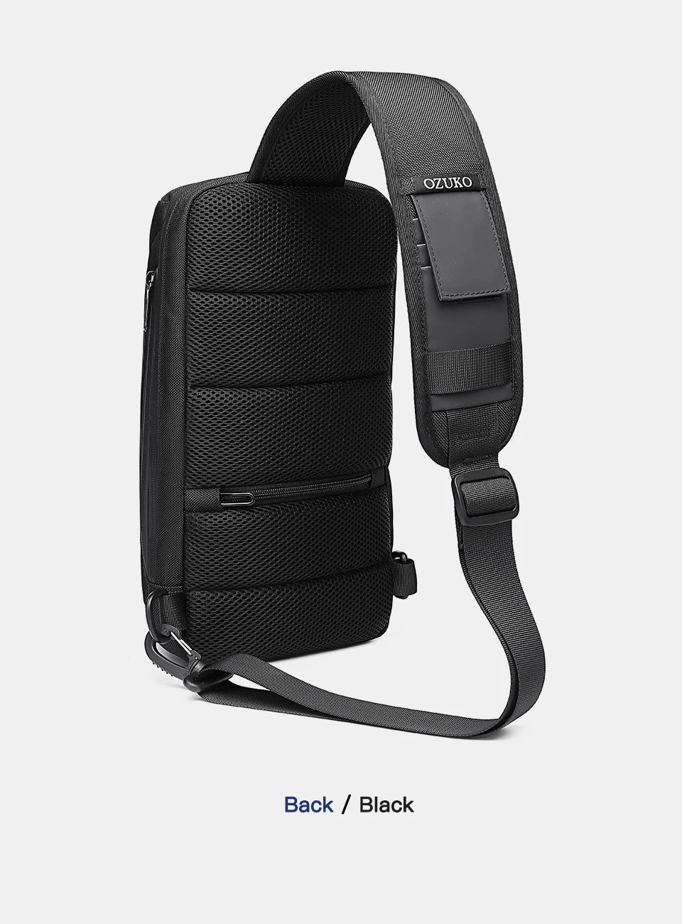 OZUKO-Bolso bandolera informal con carga USB para hombre, bandolera multifunción, bandolera antirrobo, bolso impermeable para hombre