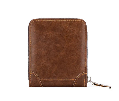 Nueva cartera de moda para hombre, monedero de cuero PU con cremallera, billeteras cortas de estilo Retro para hombre, tarjeteros, almacenamiento de monedas, monedero