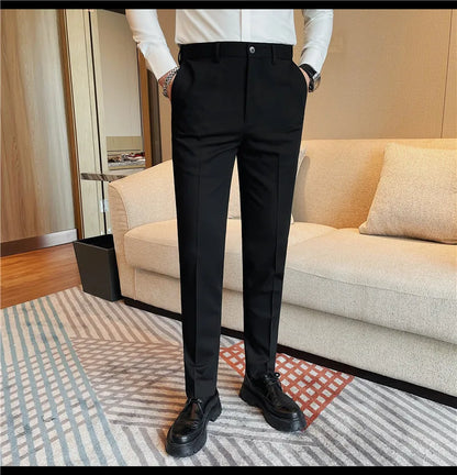 Camisas de vestir de negocios para hombres, pantalones ajustados de traje Social de oficina informal, pantalones de fiesta de boda de alta calidad, ropa de otoño e invierno