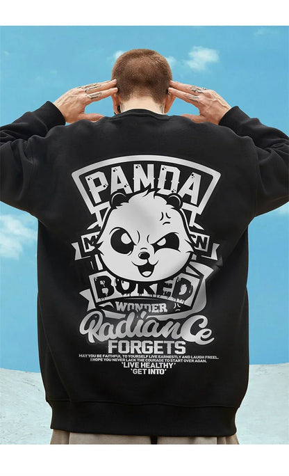 Otoño Anime Panda impreso sudaderas hombres nueva ropa de calle de gran tamaño pulóver con capucha Hip Hop Y2K Vintage sudaderas para hombres