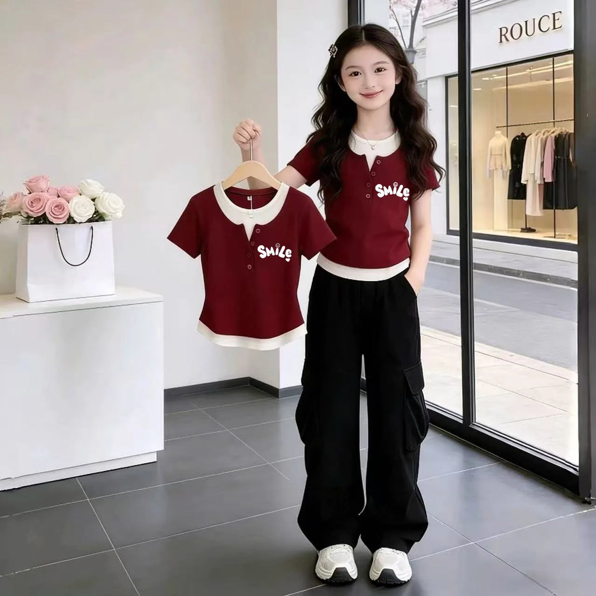 Camiseta de Manga Corta con Cuello Redondo para Niños, Estilo 2026, Corte Ajustado, Informal, Moda Infantil, Mezcla de Algodó...