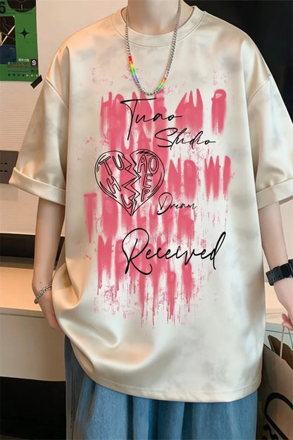 Camisetas de Verano 2026 para Hombre con Estampado Tie-Dye y Gráficos de Graffiti, Camisetas Oversize Juveniles con Estampado de Letras, Tops de Moda Urbana con Contraste de Color