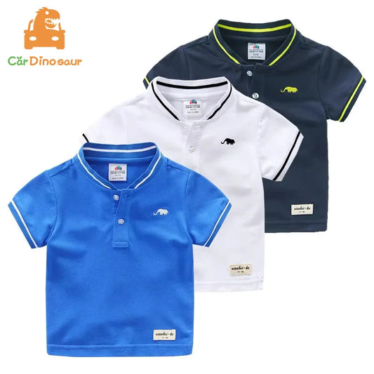 Camiseta de Verano 2026 para Niños de 4, 5, 6, 8, 10 y 12 Años, Manga Corta, Algodón, Estampado de Elefantes, Cuello Mandarín, para Niños