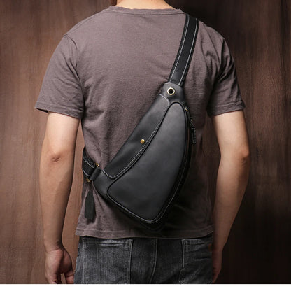 Guro-bolso de pecho de viaje de cuero genuino de alta calidad para hombre, satchel de lujo, cruzado de tendencia Vintage, bolsos de tirantes para deportes al aire libre de fin de semana