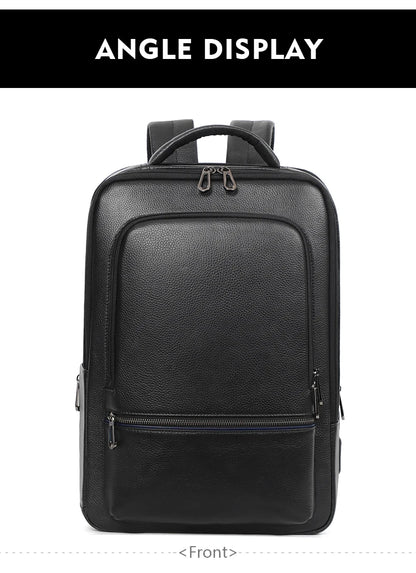 Mochila 100% de cuero de vaca Natural para ordenador portátil de 15,6 pulgadas, Mochila USB para hombre, bolso de viaje de cuero genuino, Mochila grande para niños