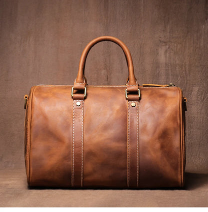 GURO-bolsos de viaje Retro de cuero de vaca para hombre y mujer, bolso de mano de cuero genuino, bolsa de Fitness de fin de semana de lujo, equipaje de viaje corto