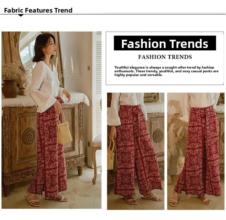 Pantalones anchos de viaje para vacaciones en la playa, ropa de vacaciones para mujer, estilo bohemio, cintura alta, material...