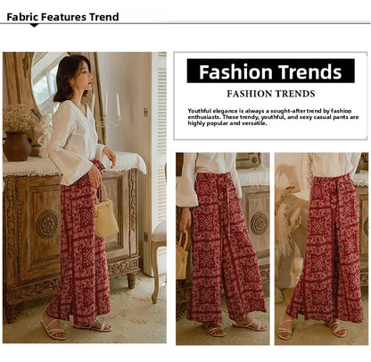 Pantalones anchos de viaje para vacaciones en la playa, ropa de vacaciones para mujer, estilo bohemio, cintura alta, material...