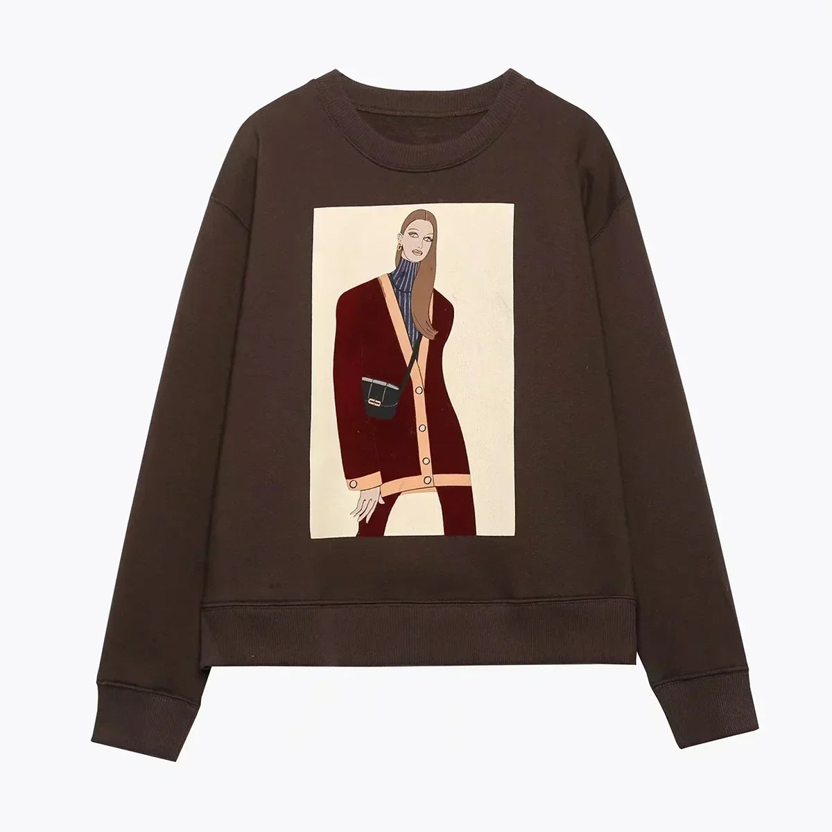 Sudaderas para mujer, novedad de 2023, sudaderas informales con estampado de felpa de algodón a la moda para niñas, sudaderas con cuello redondo para mujer, jerséis elegantes, Tops