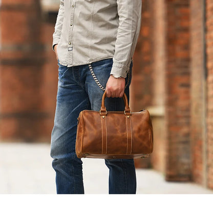 GURO-bolsos de viaje Retro de cuero de vaca para hombre y mujer, bolso de mano de cuero genuino, bolsa de Fitness de fin de semana de lujo, equipaje de viaje corto