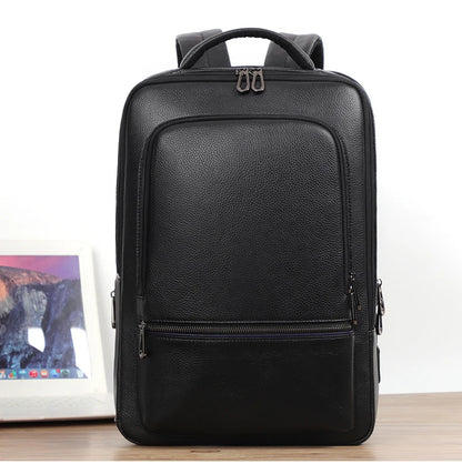 Mochila 100% de cuero de vaca Natural para ordenador portátil de 15,6 pulgadas, Mochila USB para hombre, bolso de viaje de cuero genuino, Mochila grande para niños