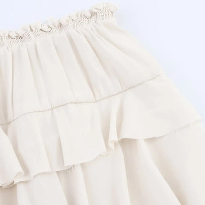 Falda Midi Decorada a Capas de Moda, Novedad de Primavera, Falda Casual de Poliéster de Cintura Alta para Mujer, Corte Holgado