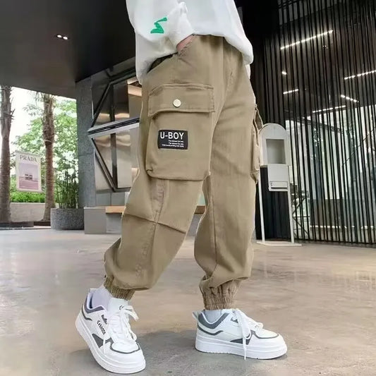 Teenage Boys' Pants Spring and Autumn New Children's Leisure Sports Trousers Boys' Handsome Cargo Pant 4 6 8 10 12Y