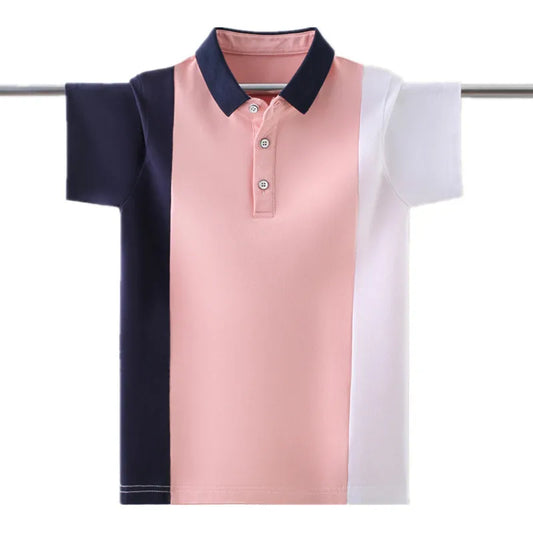 Polo de uniforme de algodón para niños y adolescentes, camisetas de manga corta con diseño de rayas a la moda de estilo inglés para niños de 5 a 15 años